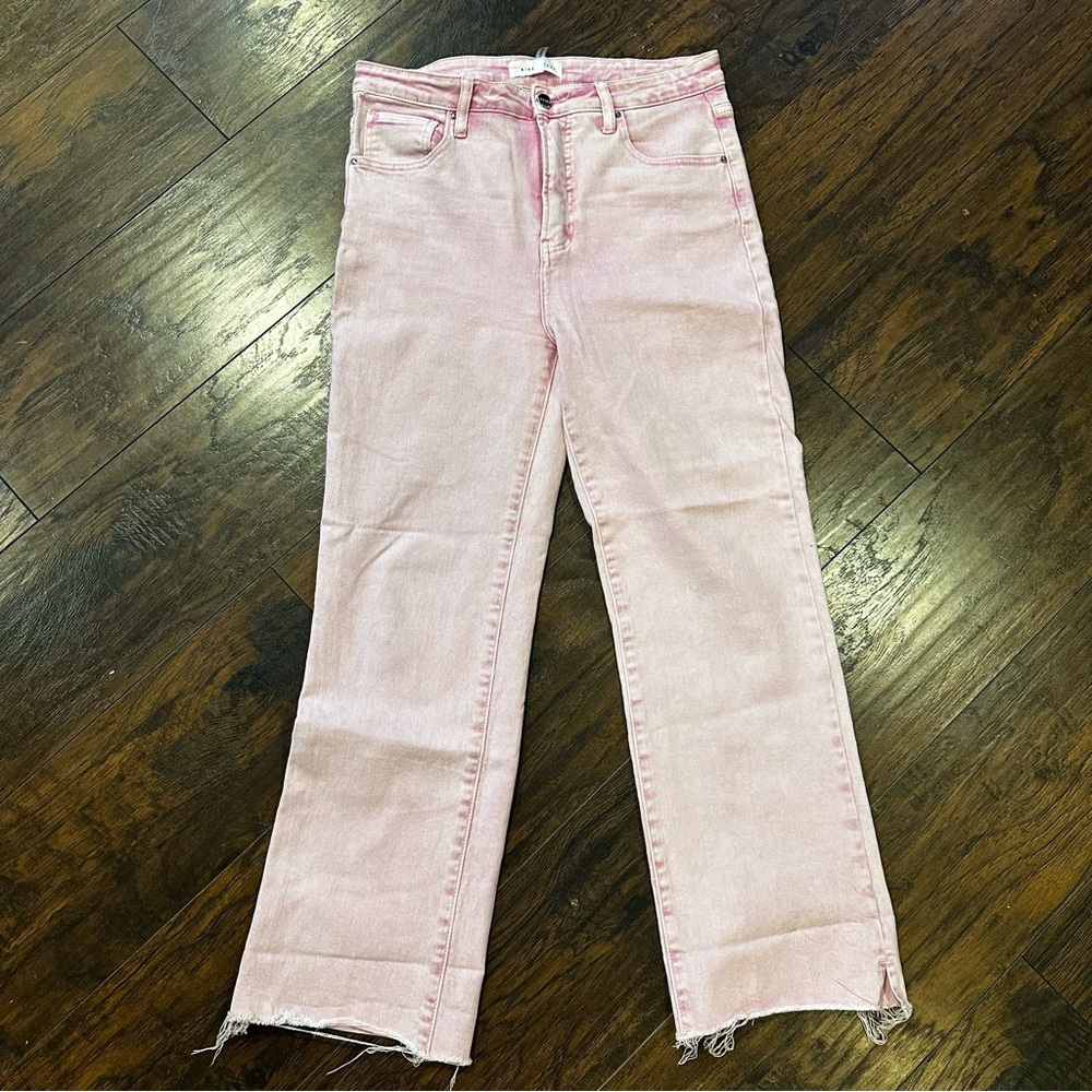RISEN High Rise Tummy Control Straight Jeans acid wash pink size 11/30